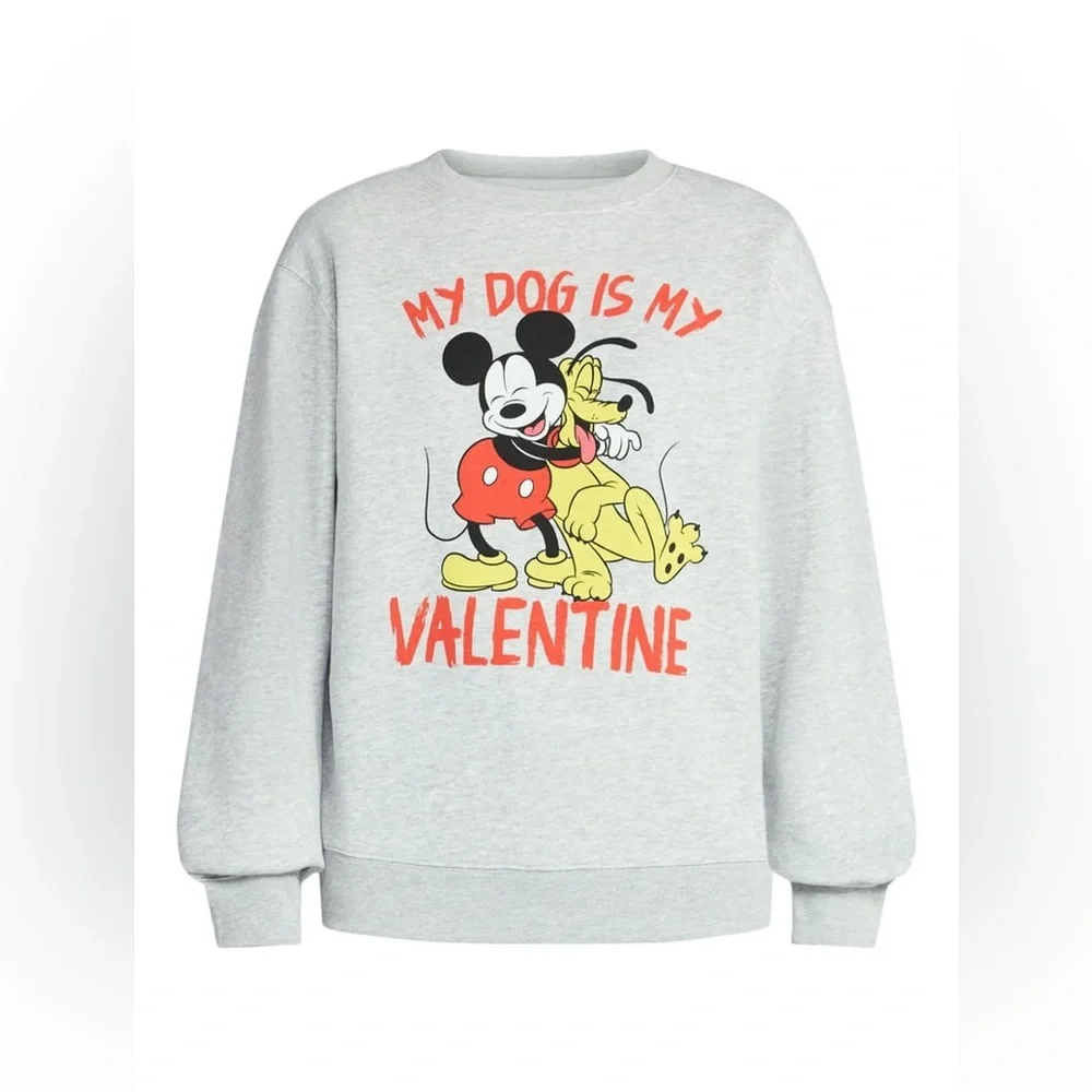 Disney Mickey Mouse Women's My Dog Is My Valentine Graphic Sweatshirt - Picture 7 of 7